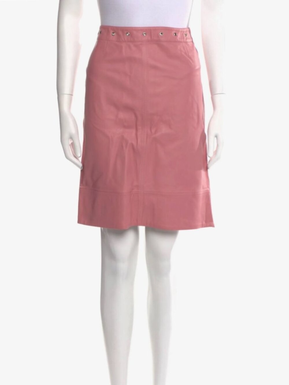 Piazza Sempione NWT Pink 100% Nappa Leather Grommet Skirt IT 44 US 8 M